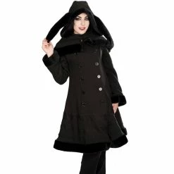 Black Pistol Coat With Shoulder Cape - Cape Coat