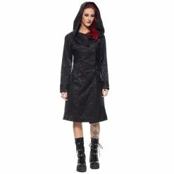 Black Pistol Ladies' Coat - Black Rose -Poizen Industries Sales black pistol ladies coat black rose3