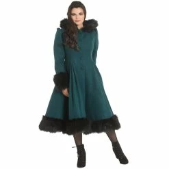 Hell Bunny Vintage Coat - Elvira Green