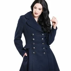 Hell Bunny Vintage Coat - Milan Navy 10 Hell Bunny Vintage Coat - Milan Navy -Poizen Industries Sales hell bunny vintage coat milan navy3