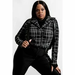 Killstar Biker Jacket - Freak Flag Ash Tartan -Poizen Industries Sales killstar biker jacket freak flag ash tartan4