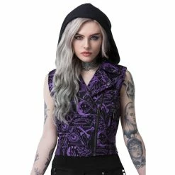 Poizen Industries Sales 24 Killstar Cropped Biker Vest - Miss Morbid