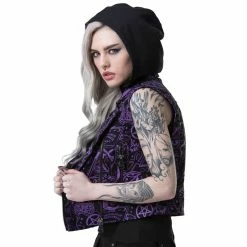 Killstar Cropped Biker Vest - Miss Morbid -Poizen Industries Sales killstar cropped biker vest miss morbid3