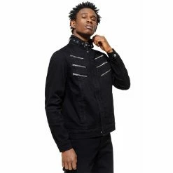 Killstar Denim Biker Jacket - Reign -Poizen Industries Sales killstar denim biker jacket reign2