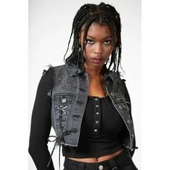 Killstar Denim Vest - Azalia -Poizen Industries Sales killstar denim vest azalia6