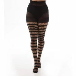 Pamela Mann Tights - Fishnet Opaque Stripe -Poizen Industries Sales pamela mann tights fishnet opaque stripe3