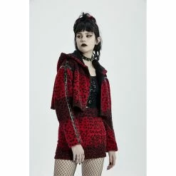 Punk Rave Crop Jacket - Blood Leopard